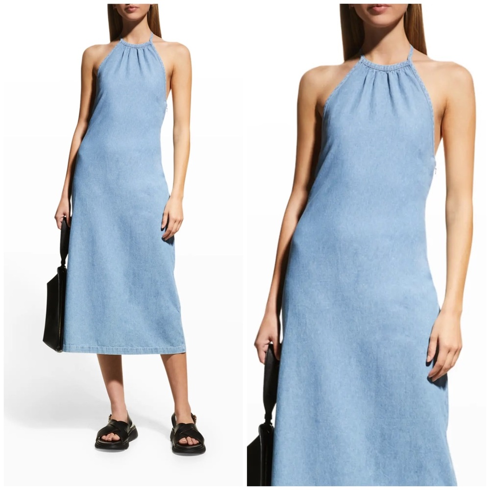 Rag & Bone Zoe Halter Cotton Chambray Maxi Dress